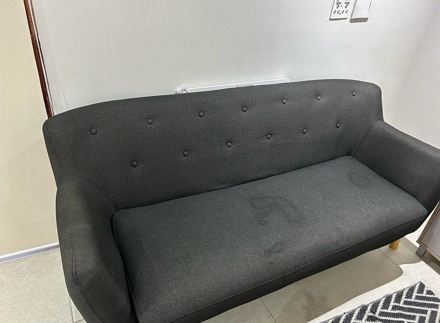 Charcoal 2-Seater Refresh — before Dynamic Express Consultants cleaned it