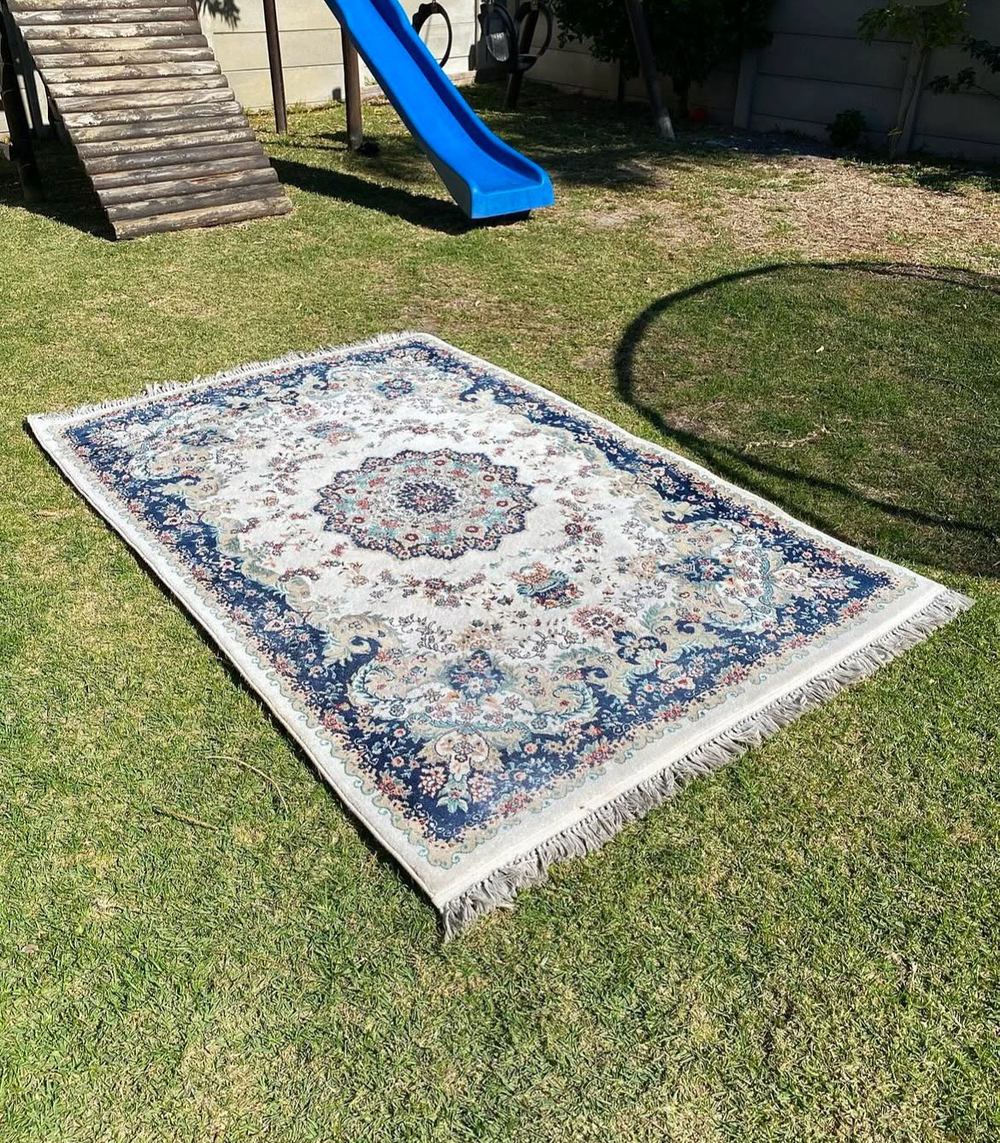 Persian rug drying flat after extraction