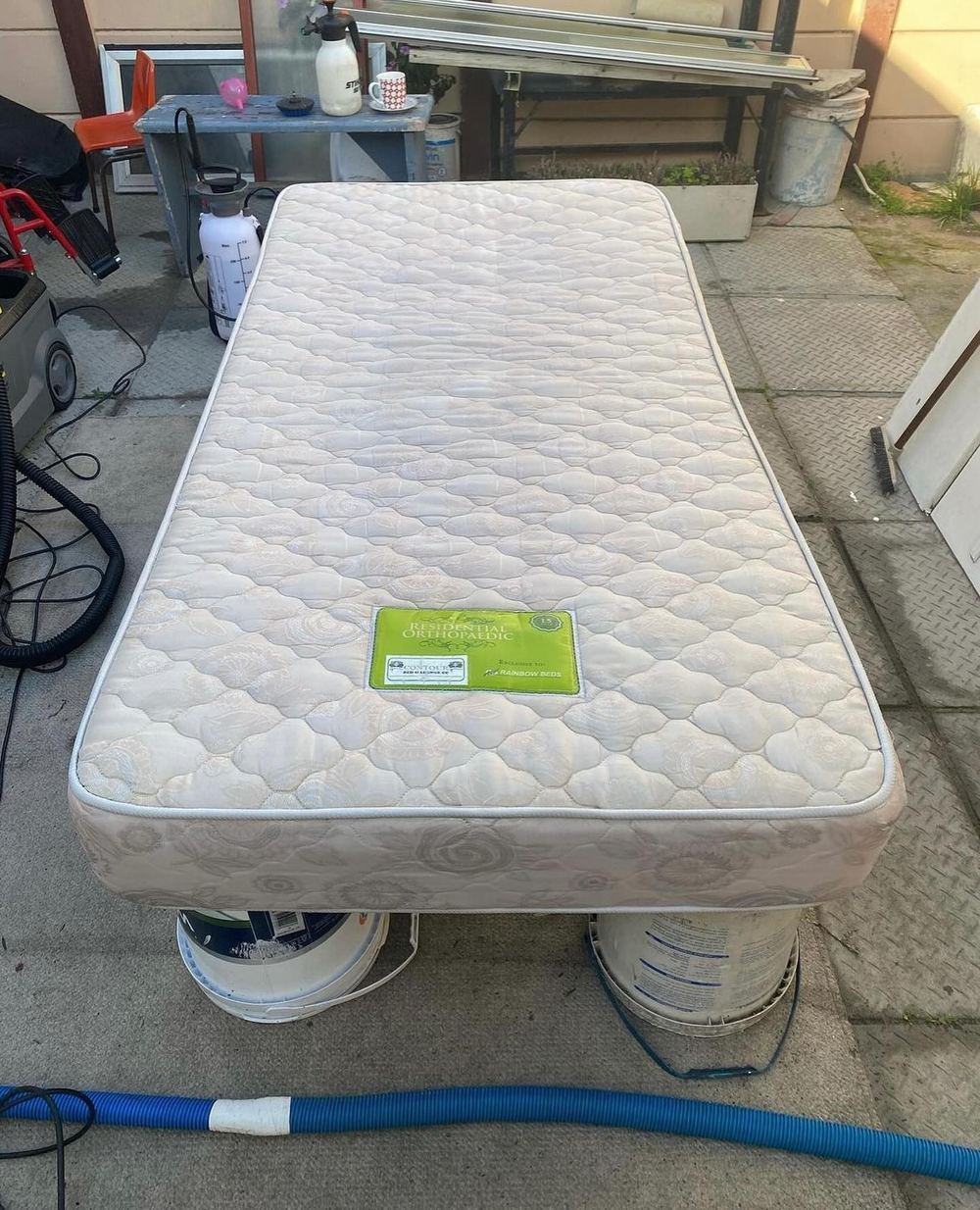 Single mattress after sanitising